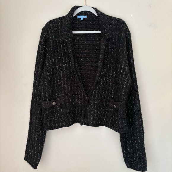 DRAPER JAMES Black Metallic Yarn Sweater Blazer XL Fall Career - Picture 1 of 13